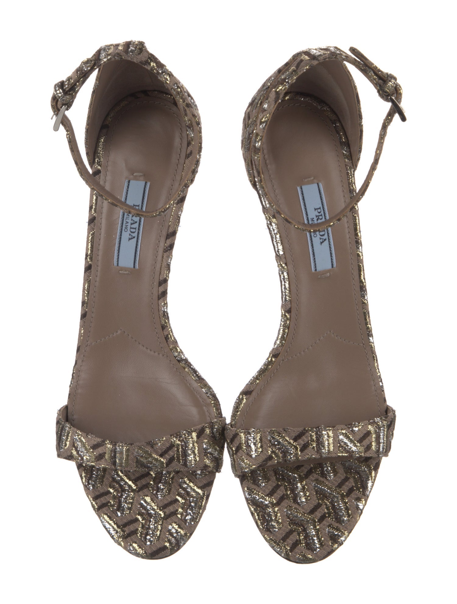 Prada Printed Glitter Accents Sandals